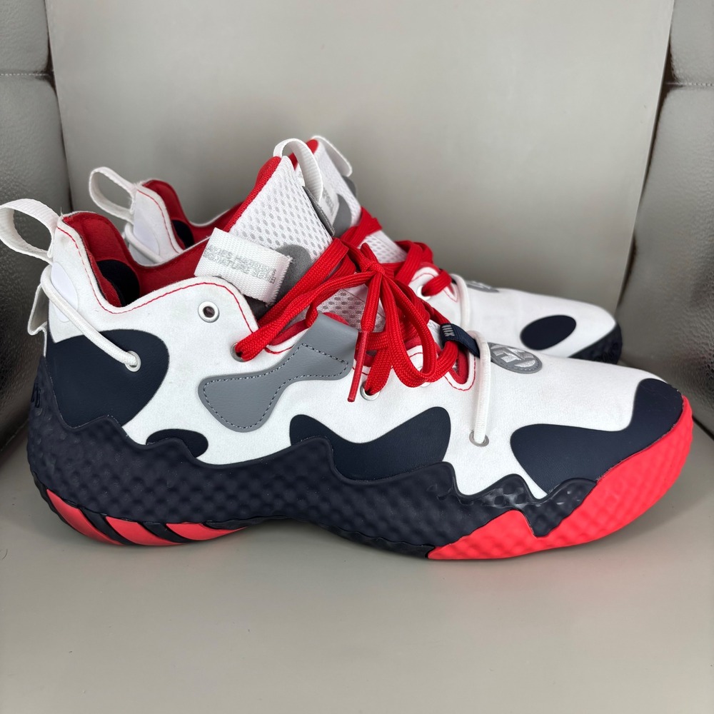 Adidas Harden Vol 6 Basketball Shoes White Black Red GV9081 Mens 10